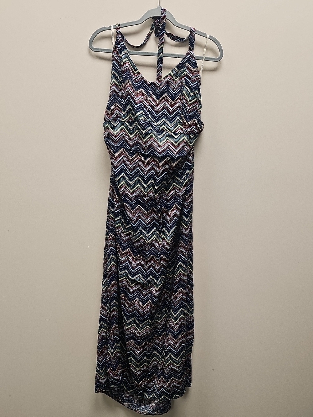 Forever 21 Navy Multi Chevron Halter Maxi Dress